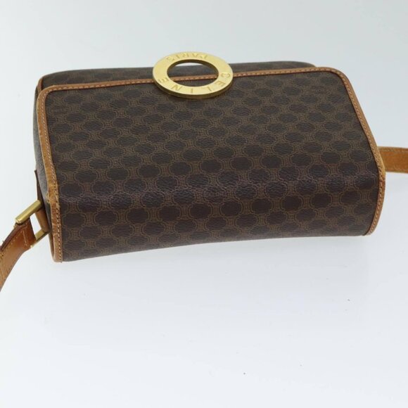 CELINE Macadam Canvas Shoulder Bag PVC Leather Brown - Picture 6 of 16